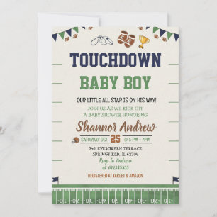 Rookie Digital American football Baby Shower Invitation