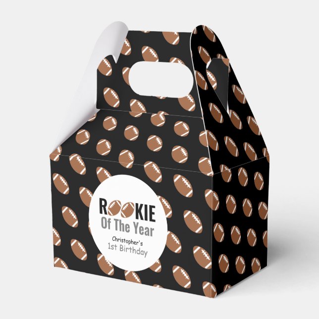 Rookie Football 1st Birthday Favor Box (Front Side)