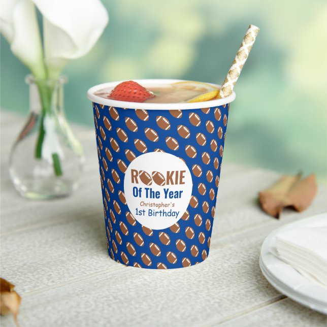 Rookie Football 1st Birthday Paper Cups (Insitu)
