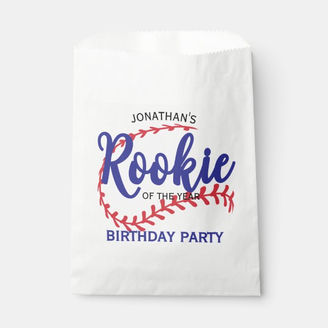 Rookie of the Year 1st Bday Baseball Favour Bag (Front)