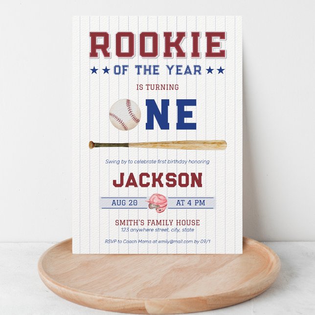 Rookie of the Year 1st Birthday Baseball Invitation (Creator Uploaded)