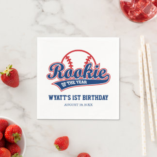 Rookie of the Year 1st Birthday Baseball Napkin