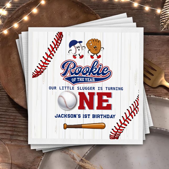 Rookie of the Year 1st Birthday Baseball Napkins (Creator Uploaded)