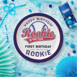 Rookie of the Year 1st birthday baseball Paper Plate