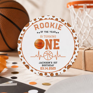 Rookie of the Year 1st Birthday Basketball Classic Round Sticker