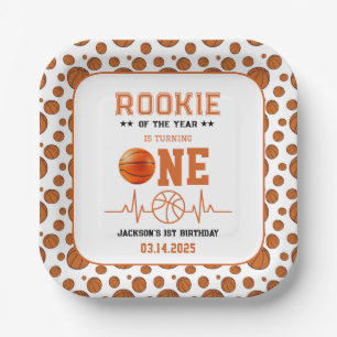 Rookie of the Year 1st Birthday Basketball Paper Plate