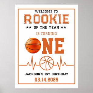 Rookie of the Year 1st Birthday Basketball  Poster
