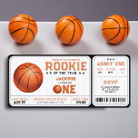 Rookie of the Year 1st Birthday Basketball Ticket Invitation<br><div class="desc">Looking for a creative and fun way to celebrate your little one's first birthday? Look no further than our "Rookie of the Year" basketball-themed invitation that looks just like a ticket to a big game! Featuring bold colours and playful graphics, this invitation will get all of your guests excited for...</div>