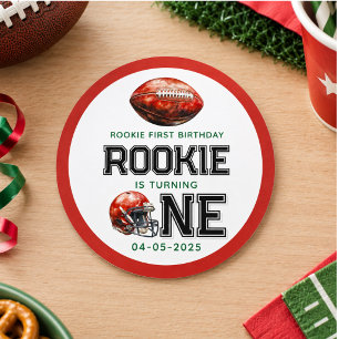  Rookie of the Year 1st Birthday Football Boy's  Classic Round Sticker
