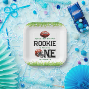  Rookie of the Year 1st Birthday Football Boy's  Paper Plate
