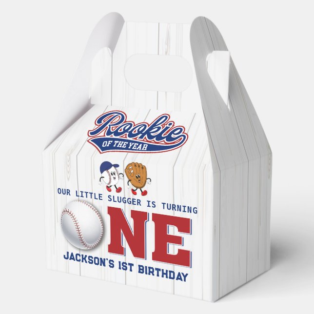 Rookie of the Year Baseball 1st Birthday Favor Box (Front)