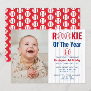 Rookie Of The Year Baseball 1st Birthday Invitation