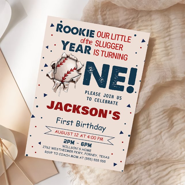 Rookie of the Year Baseball 1st Birthday Invitation (Creator Uploaded)