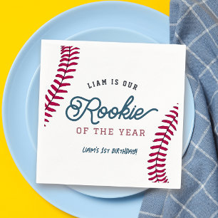 Rookie of the Year Baseball 1st Birthday Napkin