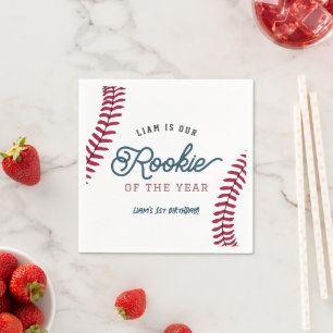 Rookie of the Year Baseball 1st Birthday Napkin
