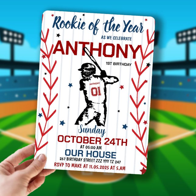 Rookie Of The Year | Baseball 1ST Birthday Party Invitation (Rookie Of The Year | Baseball 1ST Birthday Party Invitation)