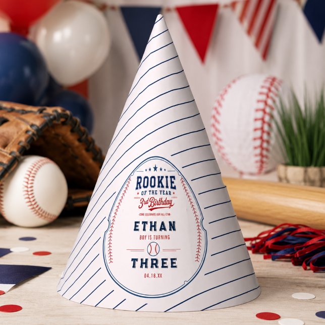 Rookie of the Year Baseball 3rd Birthday Party Hat (Rookie of the Year Baseball 3rd Birthday Party Hat
)