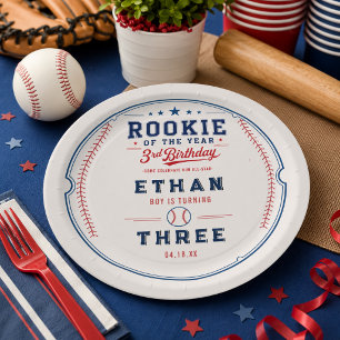 Rookie of the Year Baseball 3rd Birthday Party Paper Plate