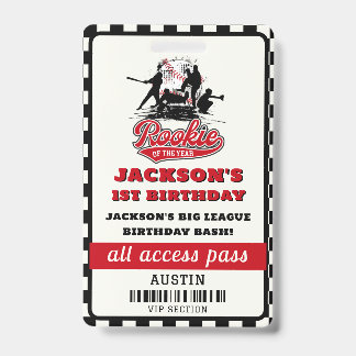 Rookie Of The Year Baseball Birthday Party Badge
