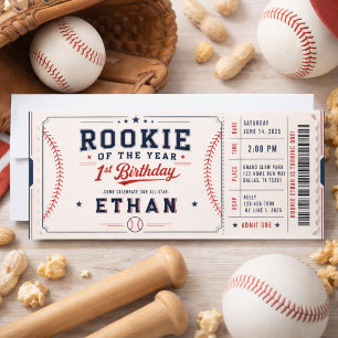 Rookie of the Year Baseball Photo 1st Birthday Invitation