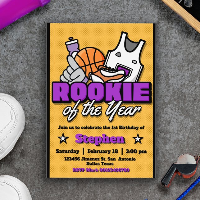 Rookie of the Year - Boy First Birthday Basketball Invitation (Rookie of the Year - Boy First Birthday Basketball Invitation)