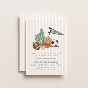 Rookie of the Year Boys Baseball 1st Birthday Invitation