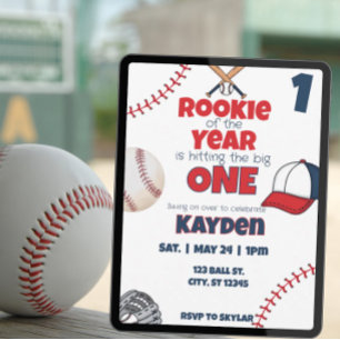 Rookie of the Year first birthday baseball party Invitation