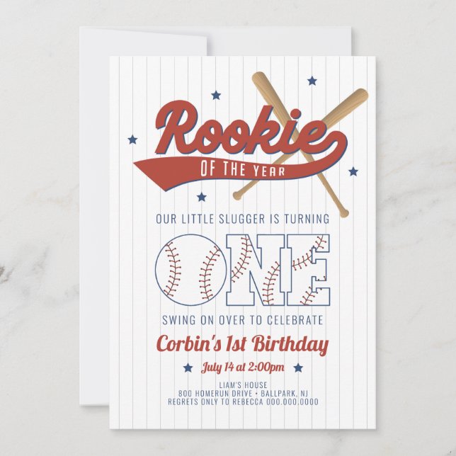 Rookie of the Year First Birthday Invitation (Front)