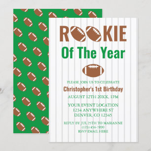 Rookie Of The Year Football 1st Birthday Invitation