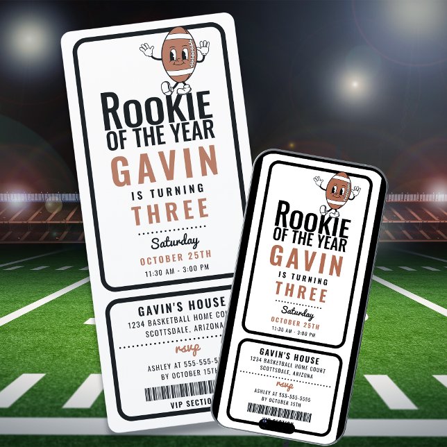 Rookie Of The Year Football Customized Birthday Invitation (Creator Uploaded)