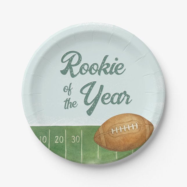 Rookie of the Year Football  Paper Plate (Front)
