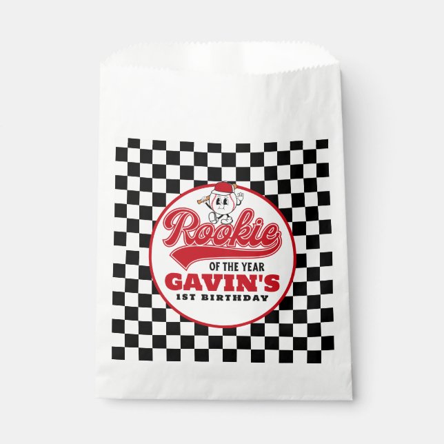 Rookie Of The Year Personalized Baseball Birthday  Favour Bag (Front)