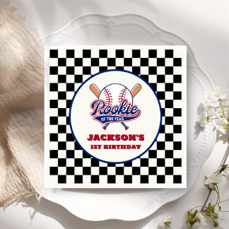 Rookie Of The Year Personalized Baseball Birthday Napkin