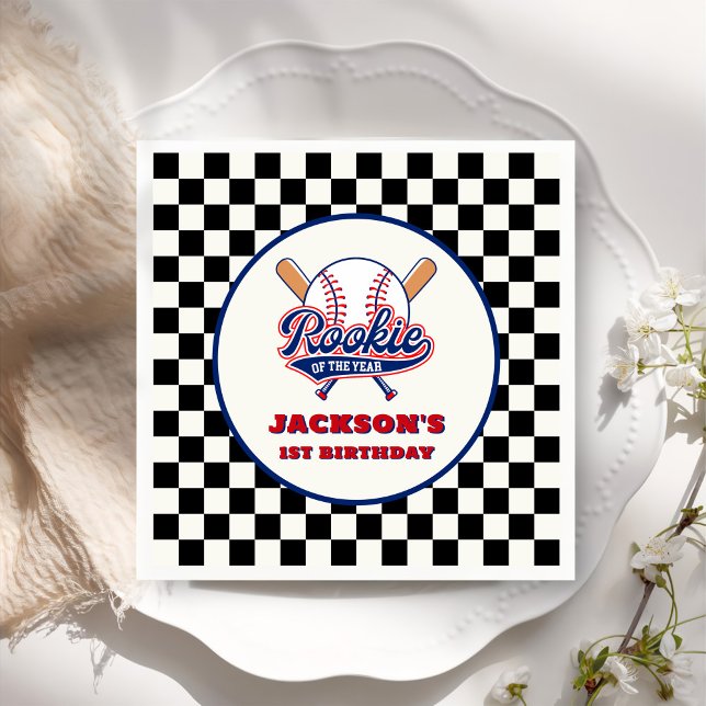 Rookie Of The Year Personalized Baseball Birthday Napkin (Creator Uploaded)