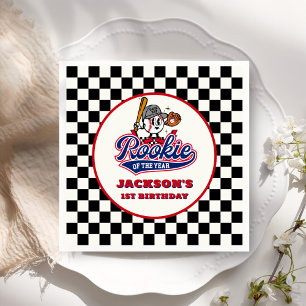 Rookie Of The Year Personalized Baseball Birthday Napkin