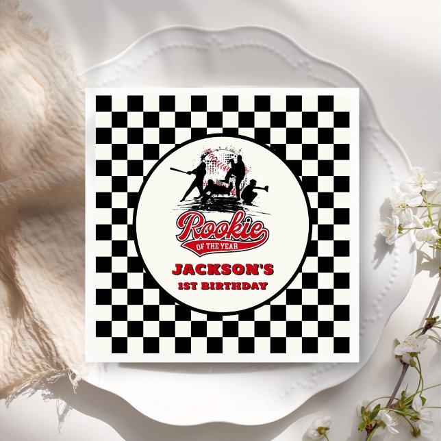 Rookie Of The Year Personalized Baseball Birthday Napkin (Creator Uploaded)