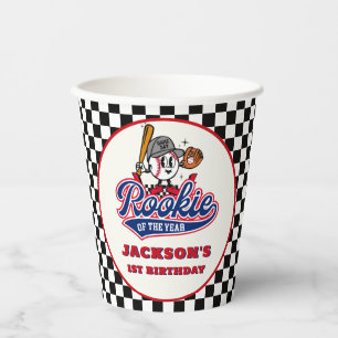 Rookie Of The Year Personalized Baseball Birthday Paper Cups