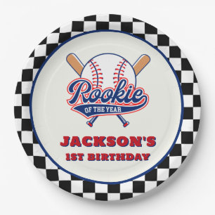 Rookie Of The Year Personalized Baseball Birthday Paper Plate