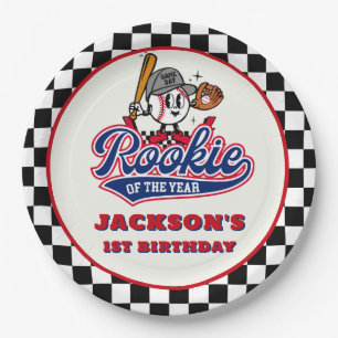 Rookie Of The Year Personalized Baseball Birthday Paper Plate