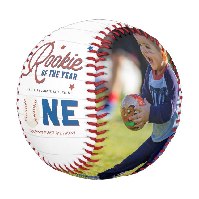Rookie of the Year Personalized Photo Baseball (Angled)