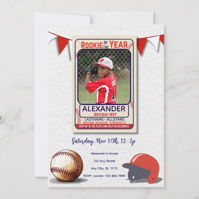Rookie of the Year Photo Birthday Invitation (Devant)
