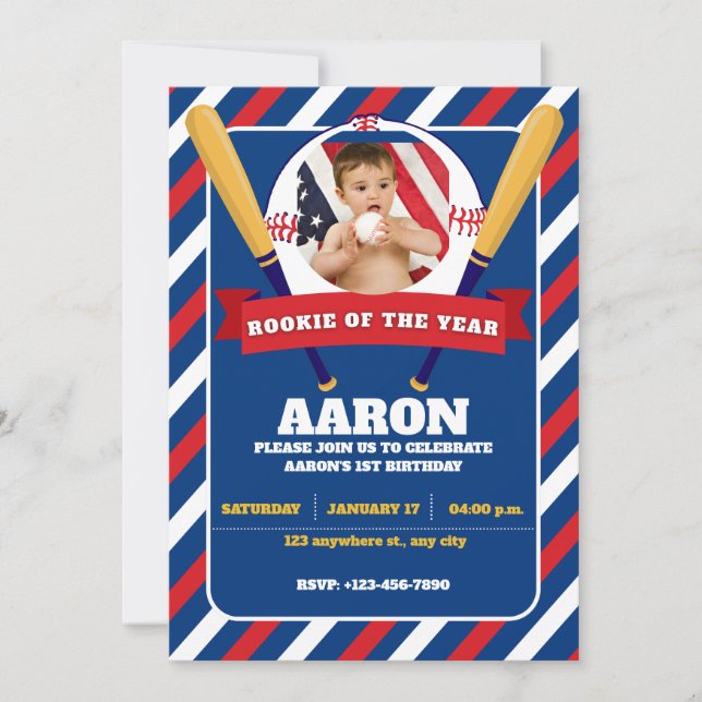 Rookie of the Year Photo Kid's Party Invitation (Front)