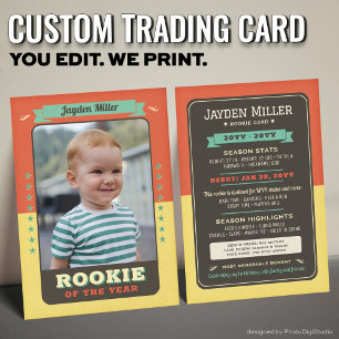 Rookie Year Baseball 1st Birthday Trading Card