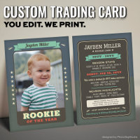 Rookie Year Baseball 1st Birthday Trading Card