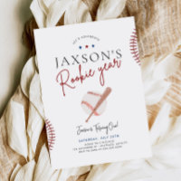 Rookie Year First Birthday Invitation Baseball