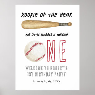 Rookies of the Baseball 1st Birthday Party Poster