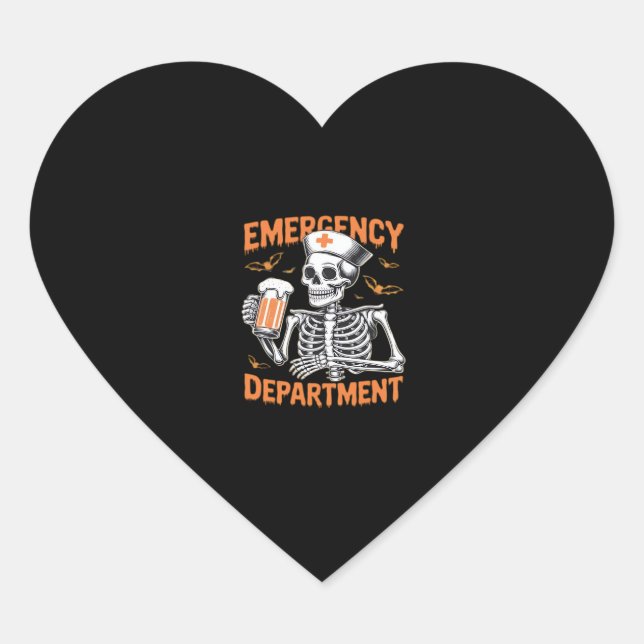 Room 2 Sided Emergency Department Halloween Nurse  Heart Sticker (Front)