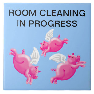 Room cleaning in progress tile