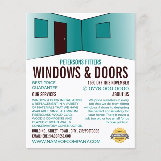 Room Design, Window & Door Fitter Company Flyer (Front)