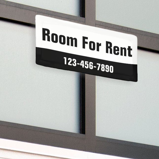 Room For Rent Black and White Template Banner (Outside Building)